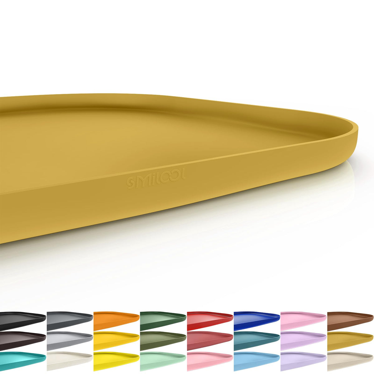 SMILOOL Waterproof Silicone Pet Food Mat with Raised Edge for Dog & Cat | 19" x 12" Non-Slip Pet Feeding Mats with Lip for Food & Water Bowl, Food Grade, Easy Cleaning, Beige