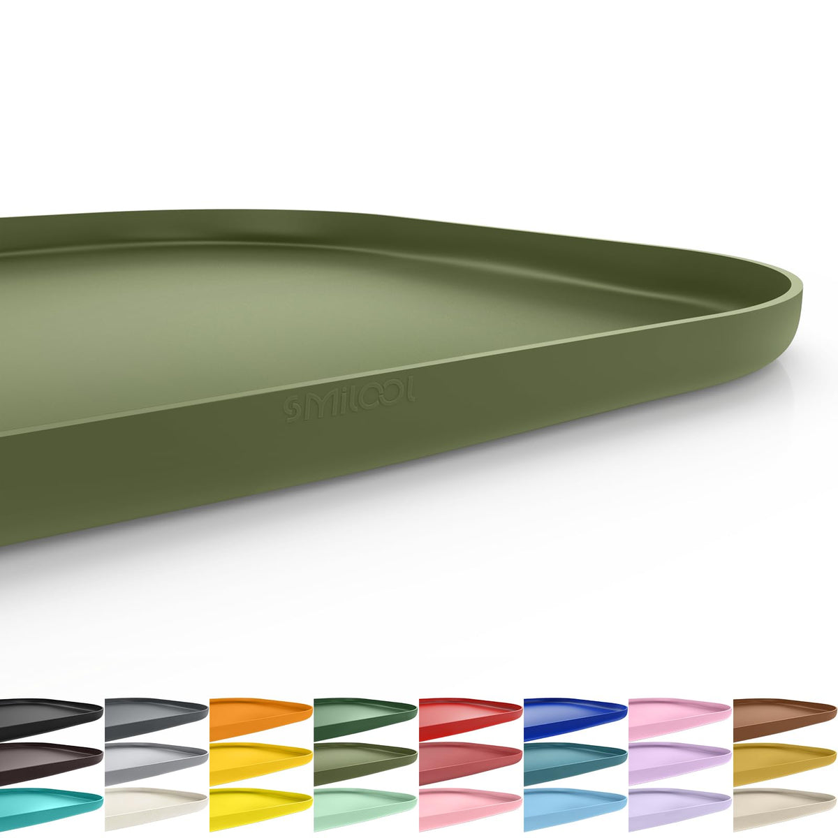 SMILOOL Waterproof Silicone Pet Food Mat with Raised Edge for Dog & Cat | 19" x 12" Non-Slip Pet Feeding Mats with Lip for Food & Water Bowl, Food Grade, Easy Cleaning, Beige