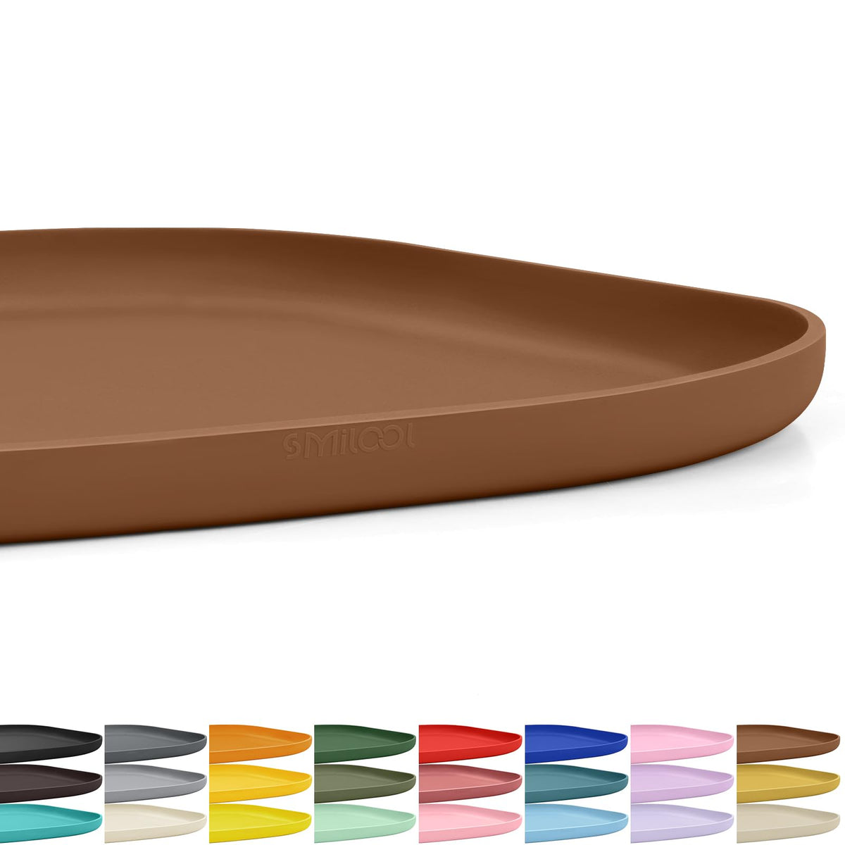 SMILOOL Waterproof Silicone Pet Food Mat with Raised Edge for Dog & Cat | 19" x 12" Non-Slip Pet Feeding Mats with Lip for Food & Water Bowl, Food Grade, Easy Cleaning, Beige