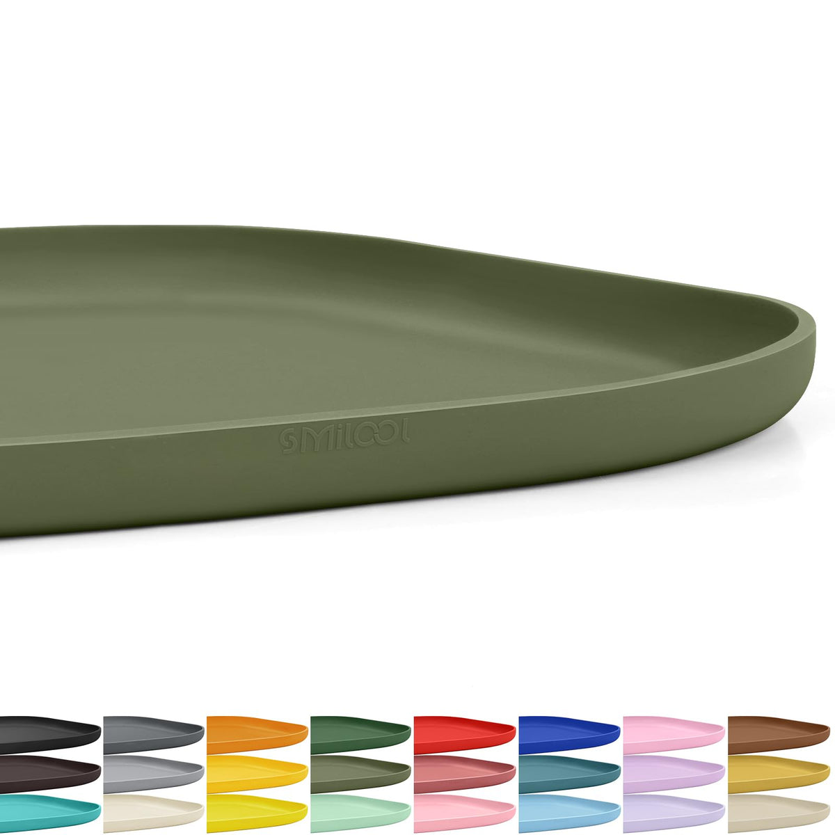 SMILOOL Waterproof Silicone Pet Food Mat with Raised Edge for Dog & Cat | 19" x 12" Non-Slip Pet Feeding Mats with Lip for Food & Water Bowl, Food Grade, Easy Cleaning, Beige