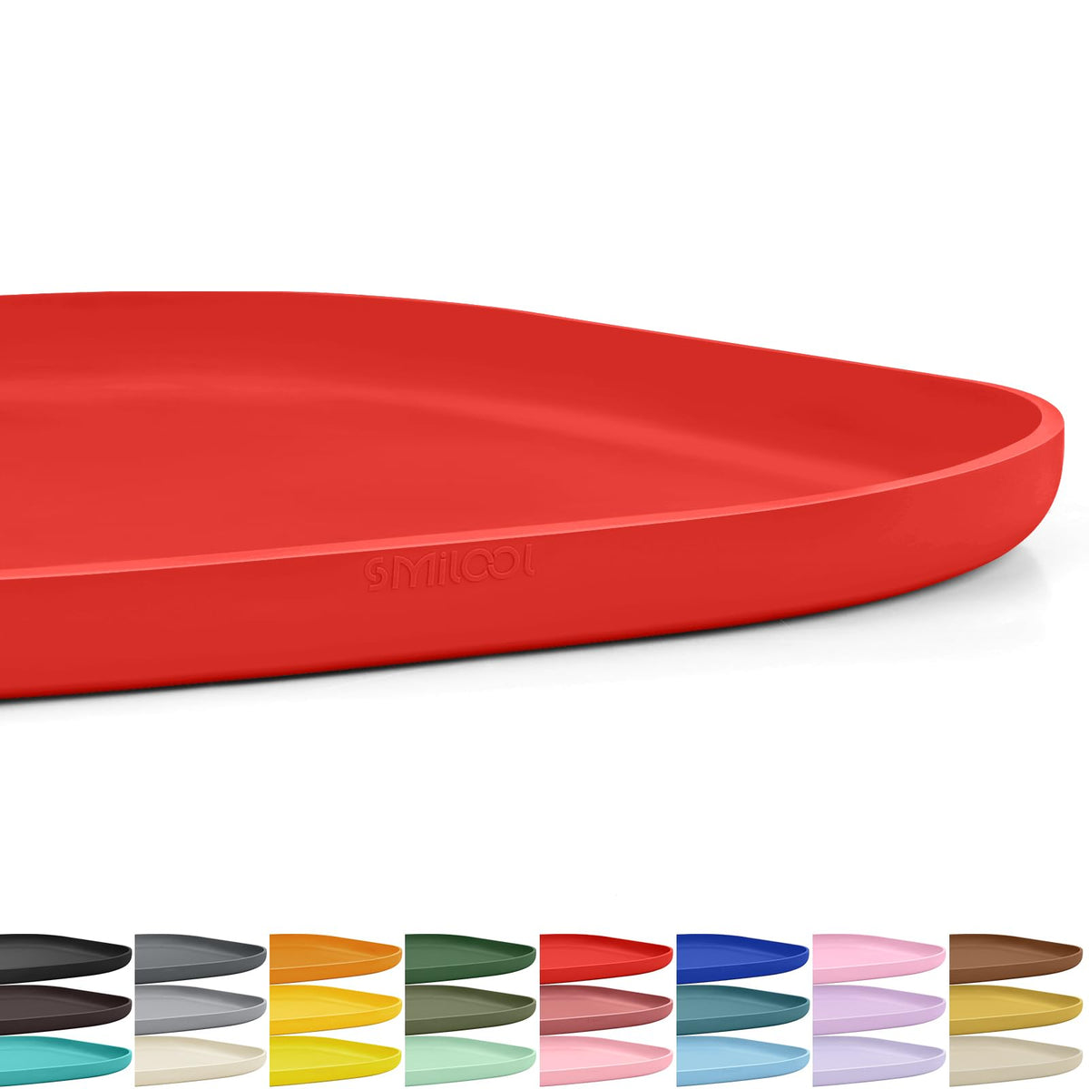 SMILOOL Waterproof Silicone Pet Food Mat with Raised Edge for Dog & Cat | 19" x 12" Non-Slip Pet Feeding Mats with Lip for Food & Water Bowl, Food Grade, Easy Cleaning, Beige