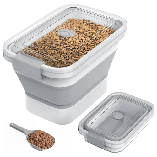 20-23 Lbs Dog Food Storage Container,Collapsible Dog Food Container | Pet Food Storage Container with Transparent Airtight Lid,Multifunctional for Dog Cat,Rice,Flour,Scoop and Small Container