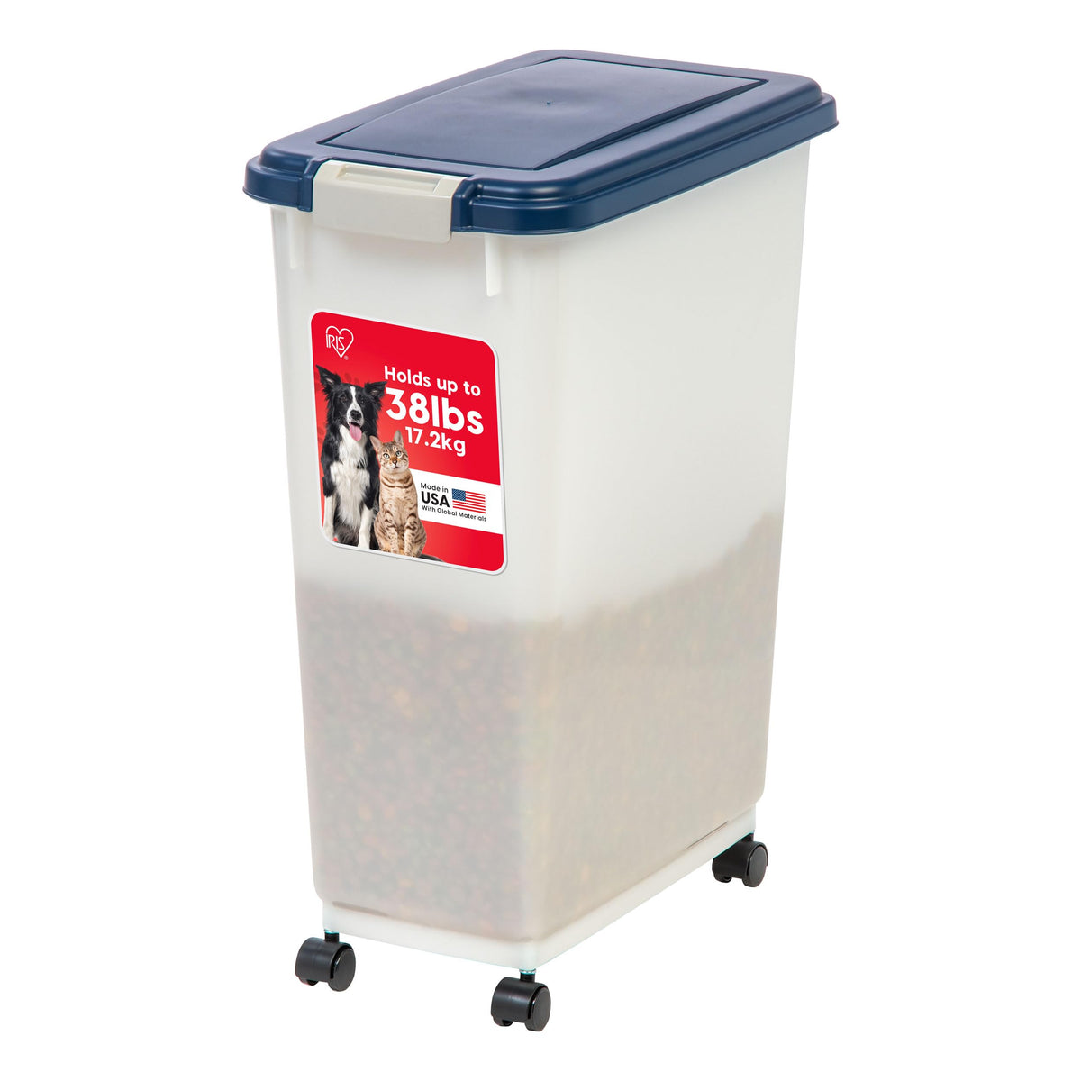 IRIS USA Dog Food Storage Container, 2-Pack, Up to 54 lbs, Black | Made in USA, Comes with Wheels, Airtight Seal, BPA-Free, Bird Seed, Cat food, Cat Litter, Treats, Multi-Pet Use