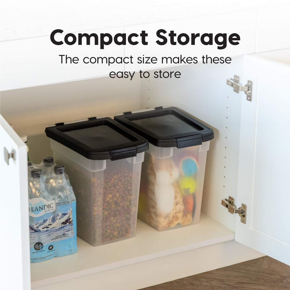 IRIS USA Dog Food Storage Container, 2-Pack, Up to 54 lbs, Black | Made in USA, Comes with Wheels, Airtight Seal, BPA-Free, Bird Seed, Cat food, Cat Litter, Treats, Multi-Pet Use