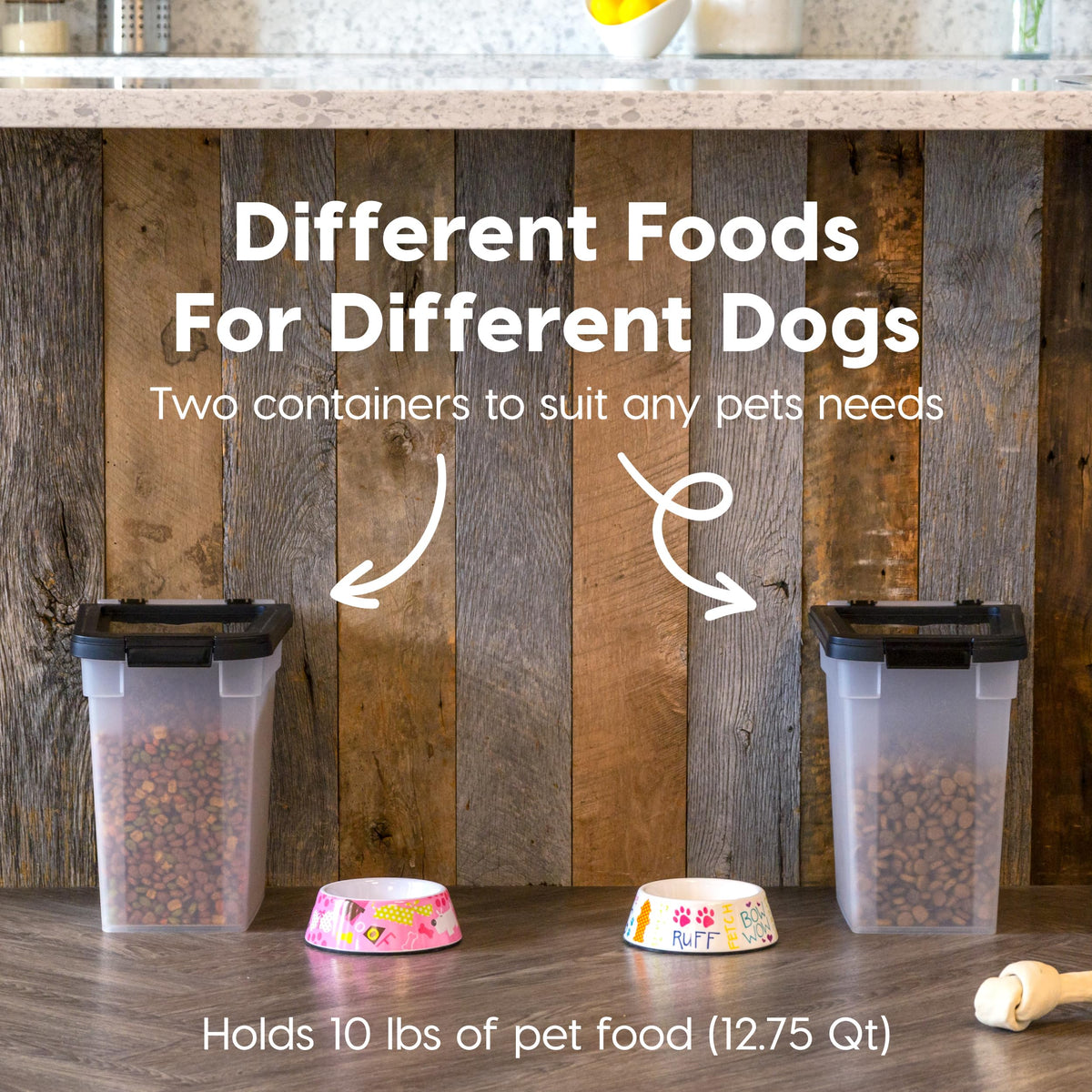 IRIS USA Dog Food Storage Container, 2-Pack, Up to 54 lbs, Black | Made in USA, Comes with Wheels, Airtight Seal, BPA-Free, Bird Seed, Cat food, Cat Litter, Treats, Multi-Pet Use
